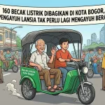 160 Becak Listrik Dibagikan di Kota Bogor, Pengayuh Lansia Tak Perlu Lagi Mengayuh Berat